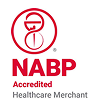 NABP Accredited Healthcare Merchant logo with a red circle and text.